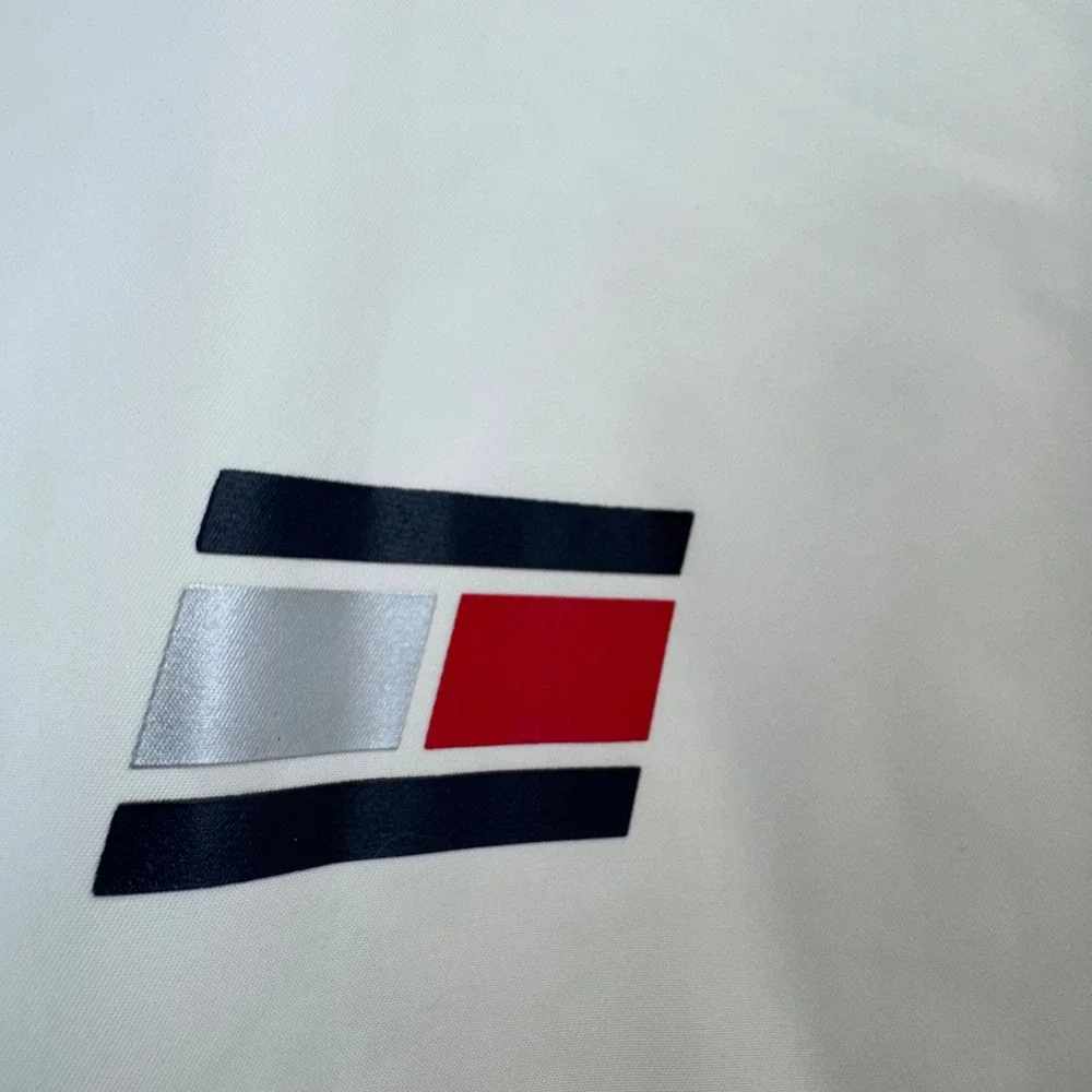 Tommy Hilfiger Sport Mens XL Colorblock Hooded Windbreaker Jacket Red White Blue